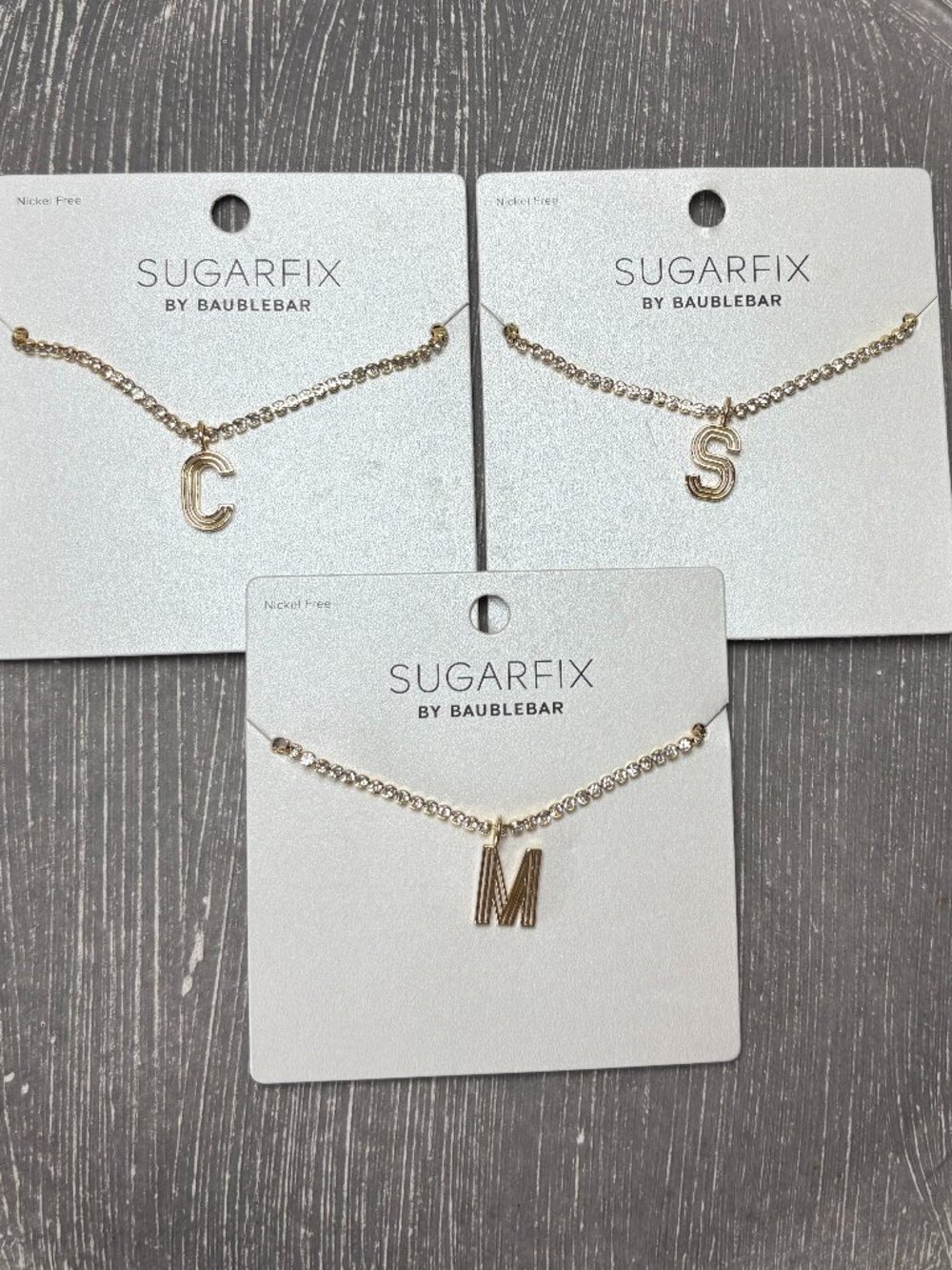 NEW - SugarFix By Baublebar Gold Jewel Adorned Initial Necklace - C, S and M